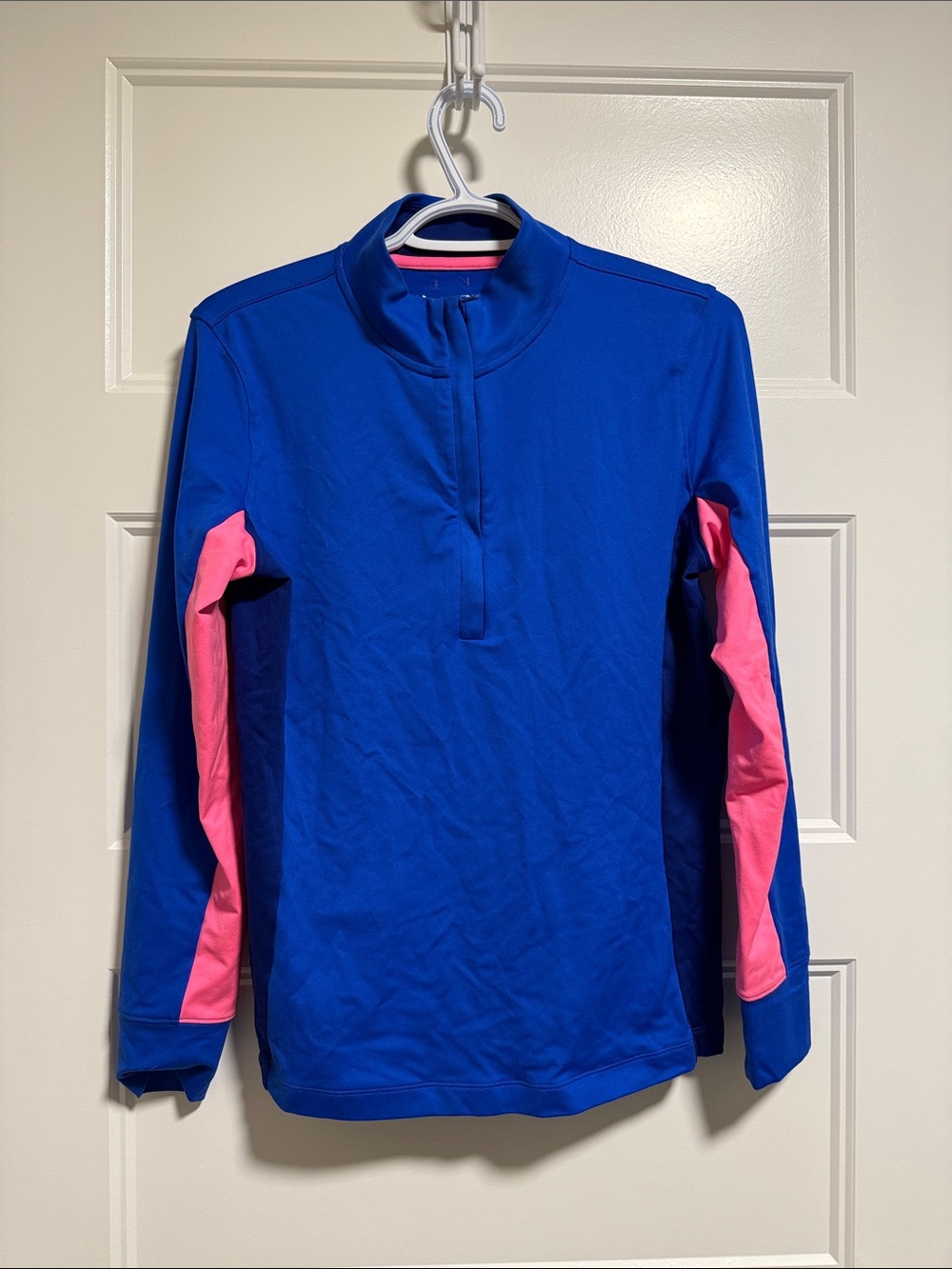Under Armour Royal Blue Long-Sleeve Quarter-Zip Top with Pink & Navy Accents